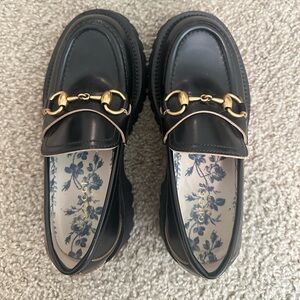 Gucci Leather Lug Sole Horsebit Loafer